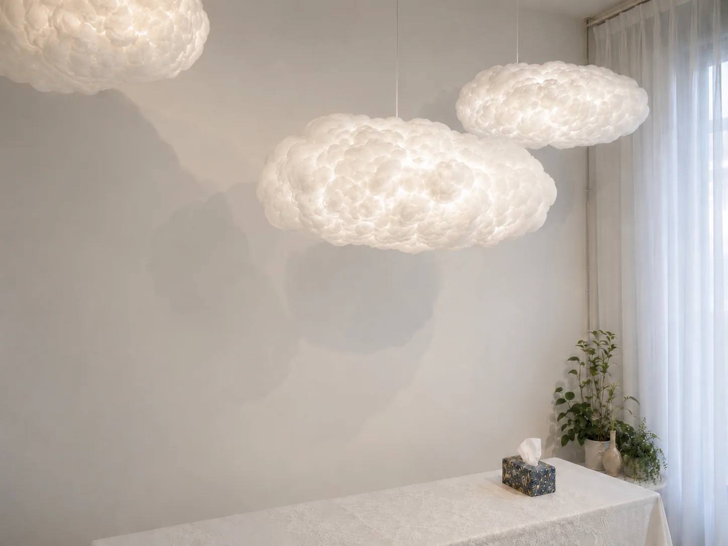 FUGITOTO atmosphere wall with cloud lights and Enter Pause Stay experience flow
