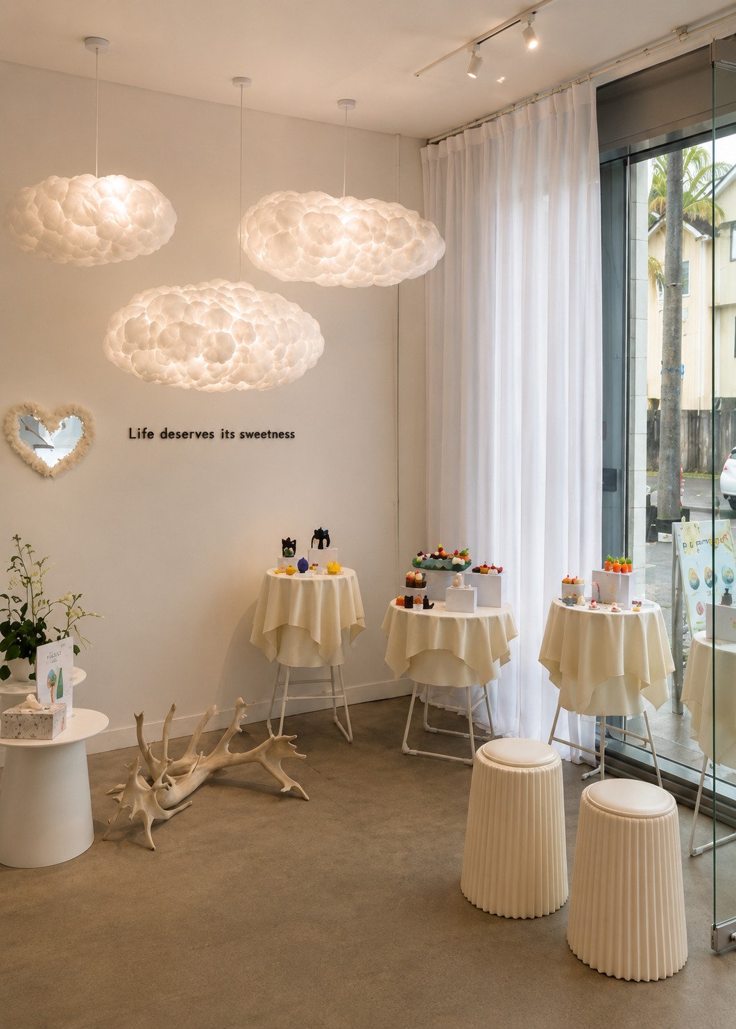 FUGITOTO seating space with cloud lights
